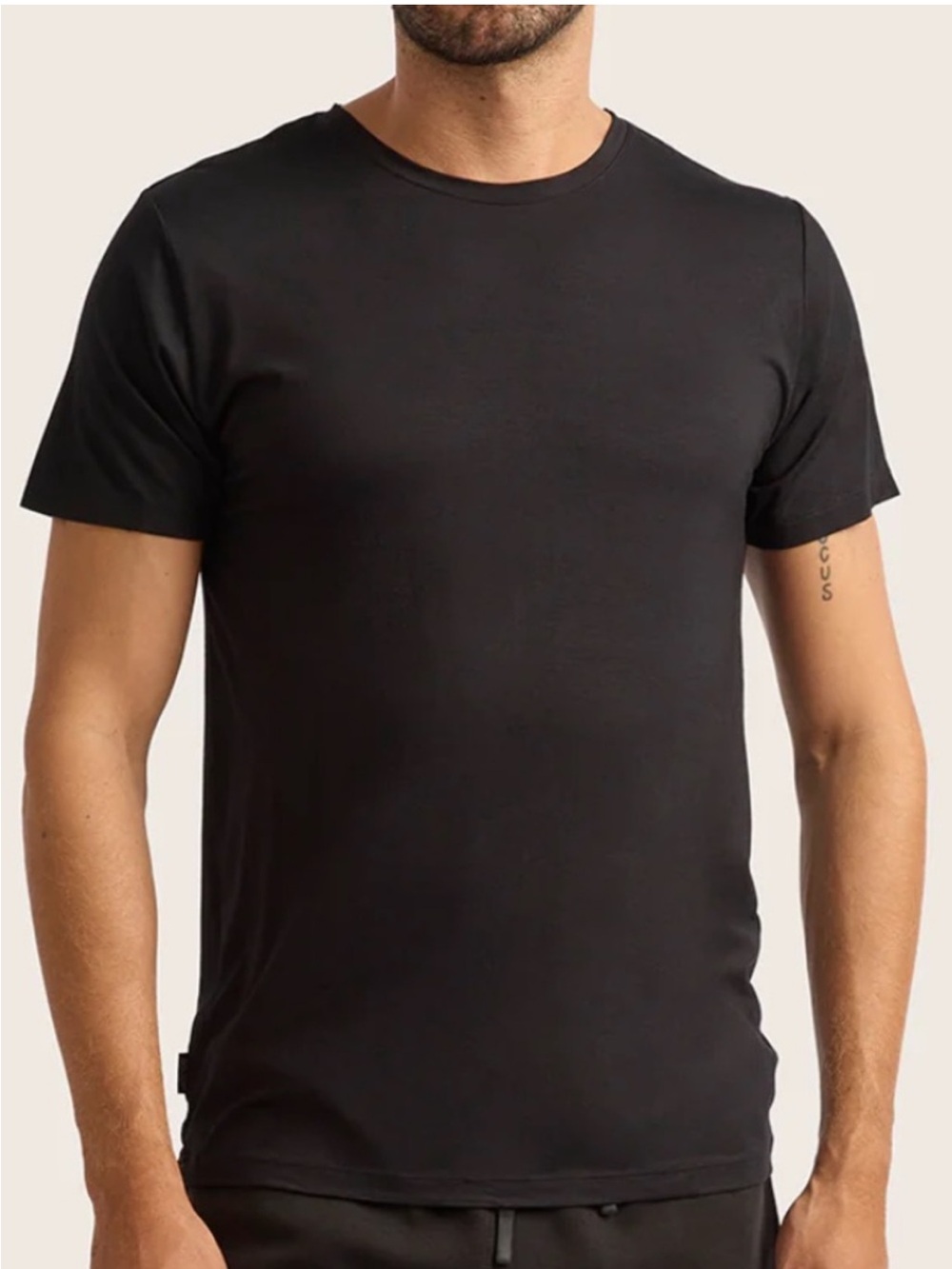Boody Men's Base Layer Crew Neck Shirt Short Sleeve Black Small
